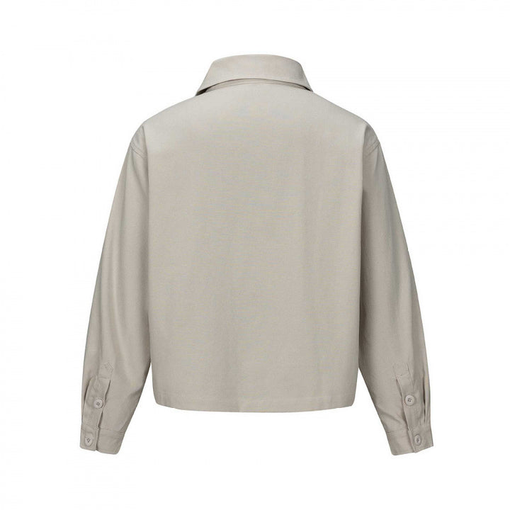 Unisex Short Cut Boxy Shirt Jacket with Chest Pocket and Clear Button Placket Mune Fashion