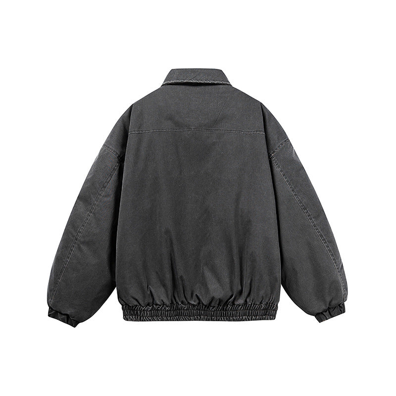 Unisex Oversize Bomber Jacket in Canvas Look with Zipper, Elastic Hem and D-Ring Details Mune Fashion
