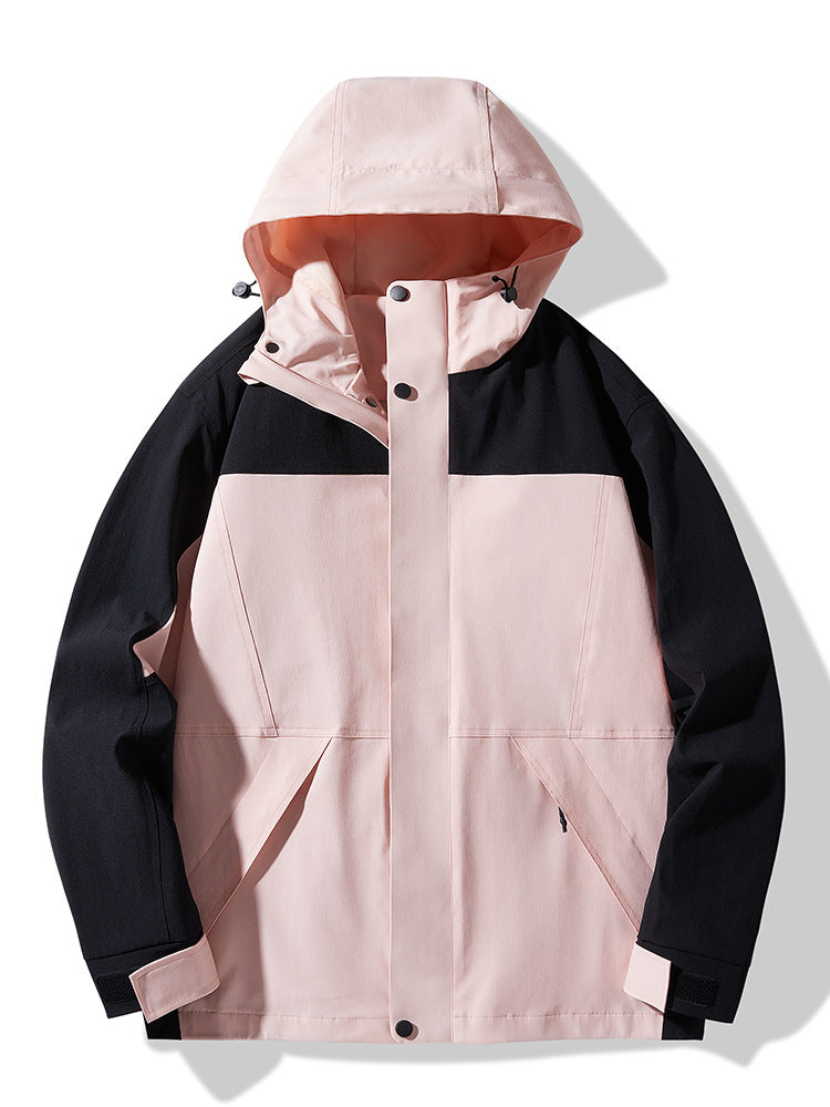 Men's Technical Colorblock Softshell Rain Jacket with Adjustable Hood Mune Fashion