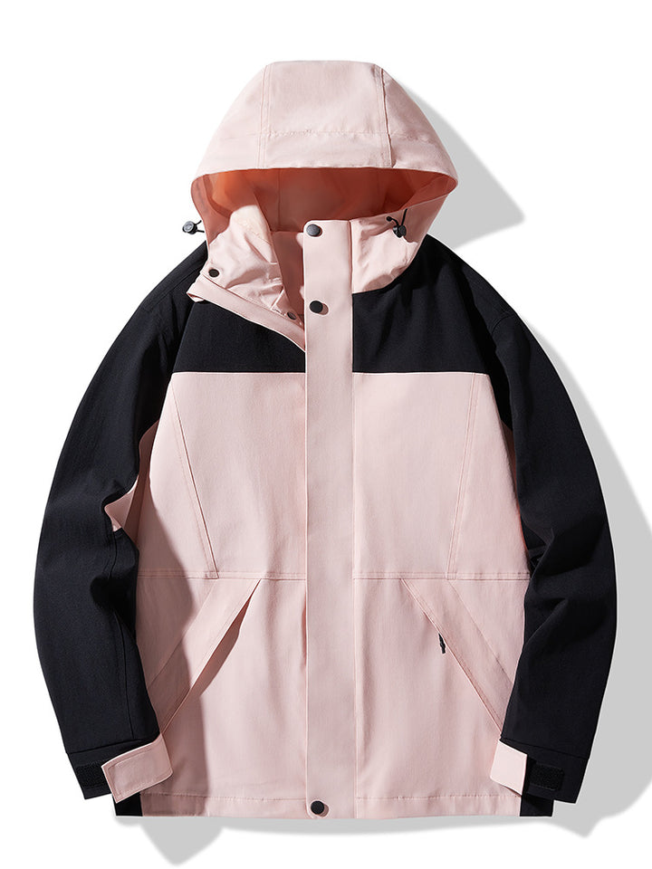 Men's Technical Colorblock Softshell Rain Jacket with Adjustable Hood Mune Fashion