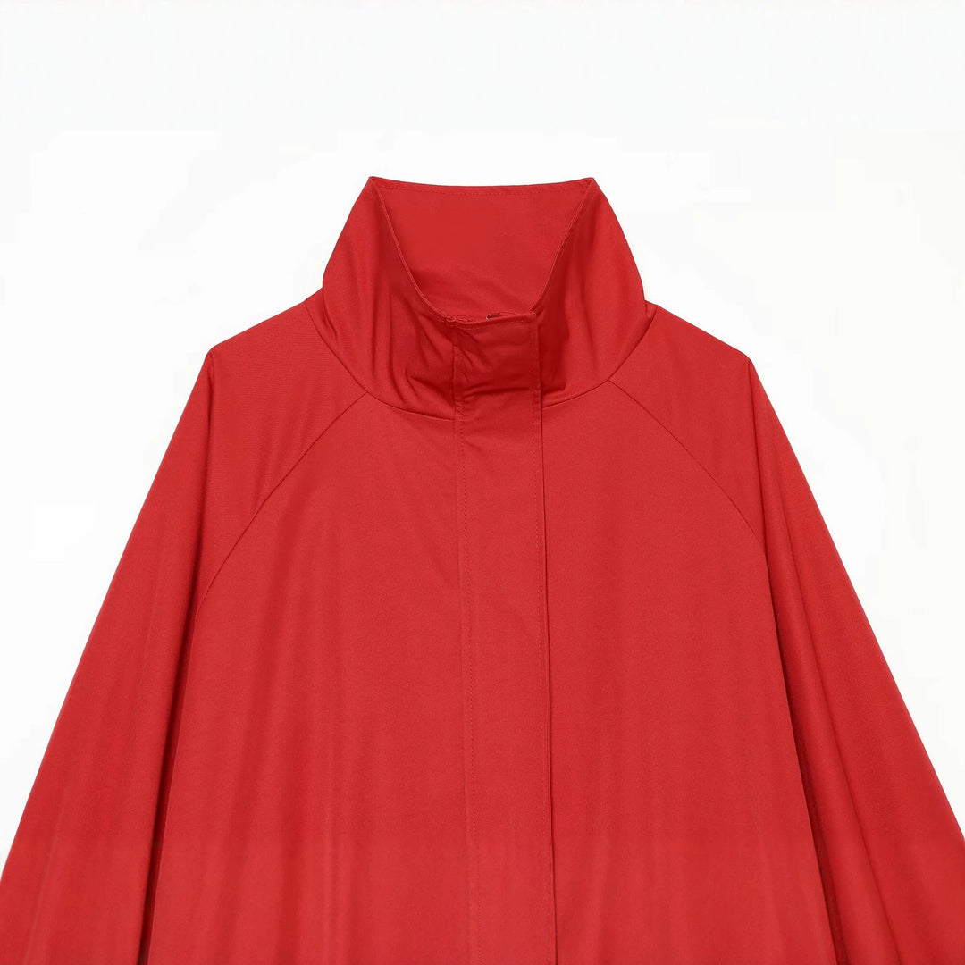 Women's Lightweight Boxy Transitional Jacket with Funnel Neck and Elastic Hem Mune Fashion