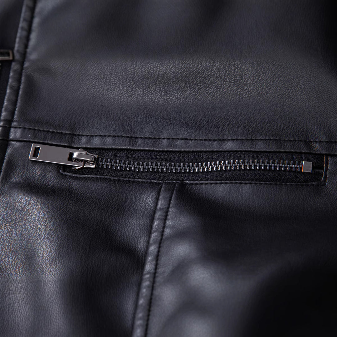 Men's Fashion Leather Jacket with Shoulder Pads Mune Fashion