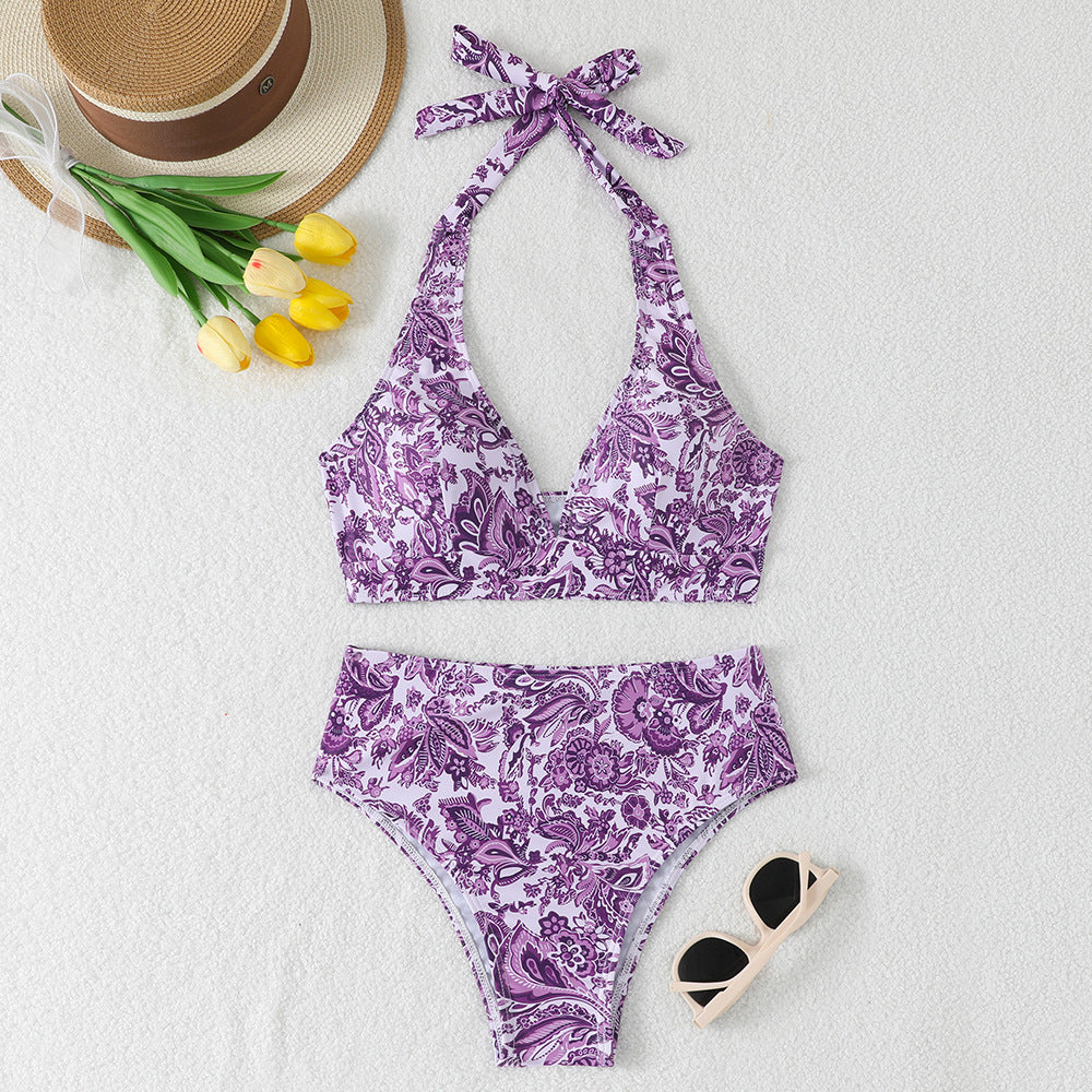 Women's bikini set with high-waisted skirt and floral pattern Mune Fashion
