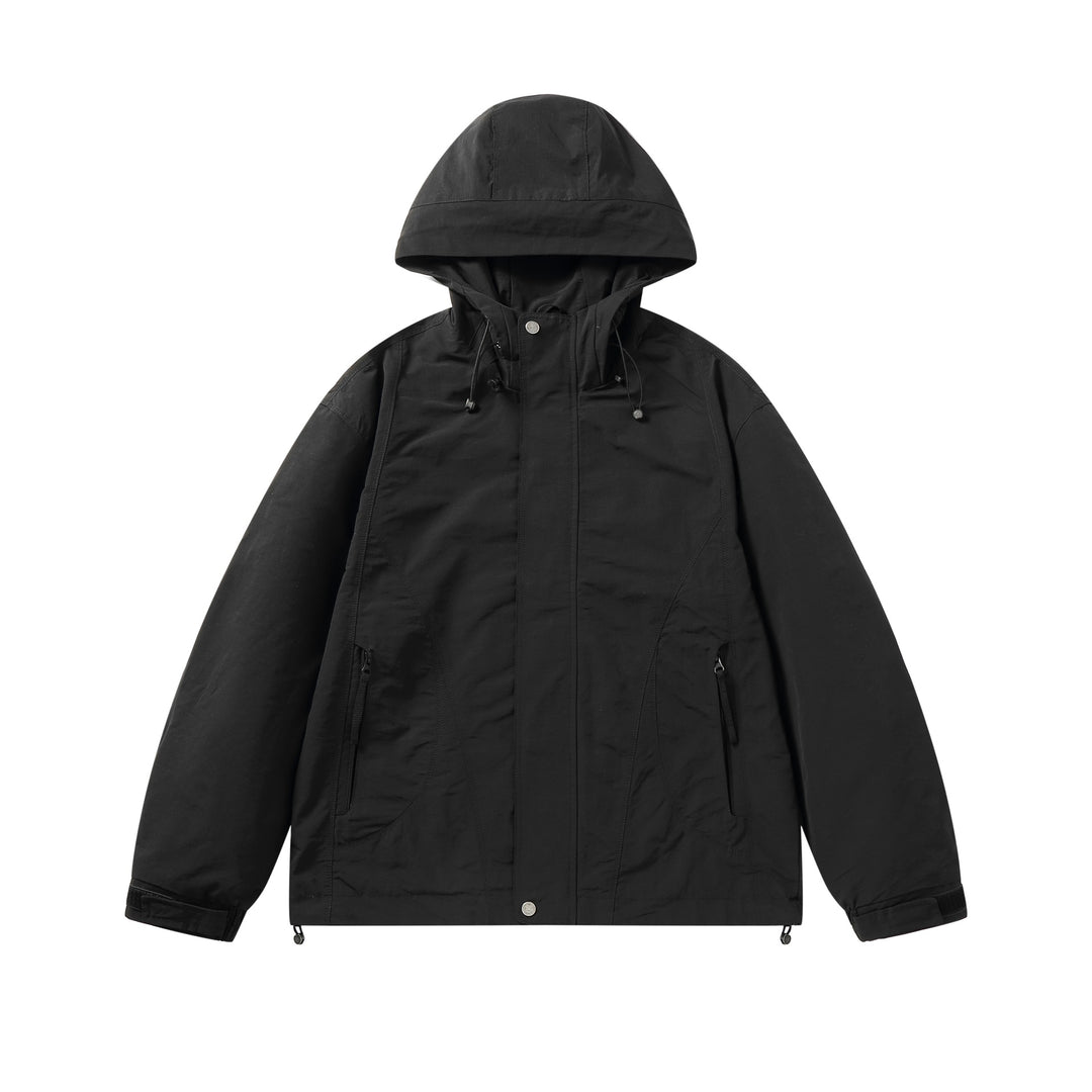 Unisex Short-cut water-resistant hooded jacket in boxy cut with drawstring and adjustable cuffs Mune Fashion