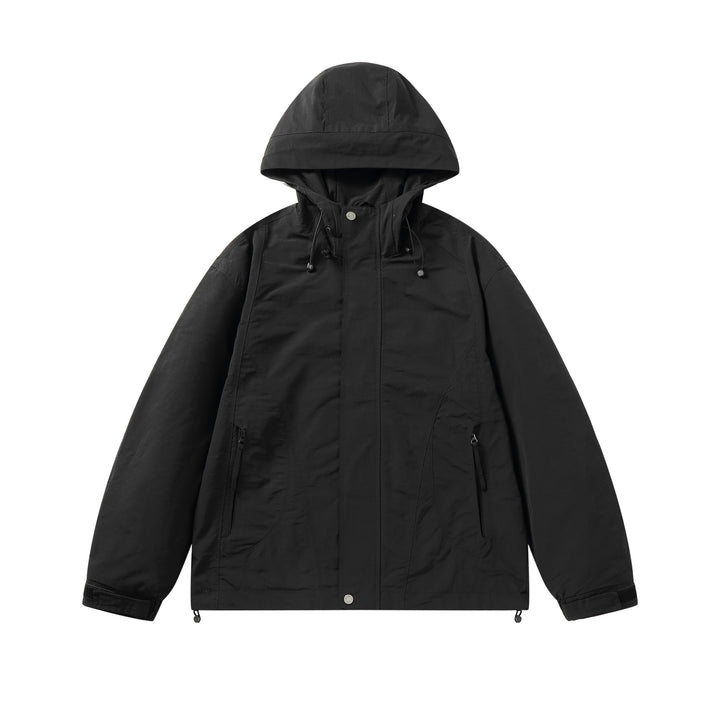 Unisex Short-cut water-resistant hooded jacket in boxy cut with drawstring and adjustable cuffs Mune Fashion