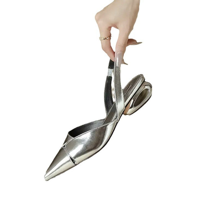 Women's slingback ballerina in patent leather with pointed toe and sculptural heel Mune Fashion