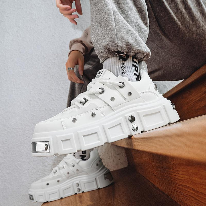 Women’s platform sneaker with decorative metal studs and textured overlay Mune Fashion