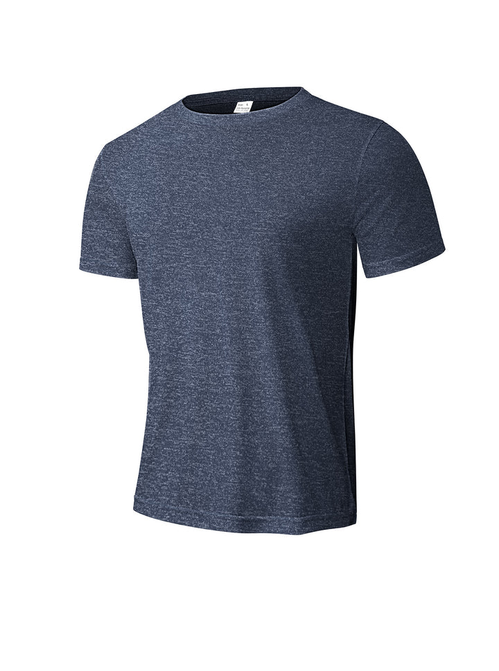 Men's melange functional T-shirt with round neck, lightweight cotton blend and breathable structure Mune Fashion