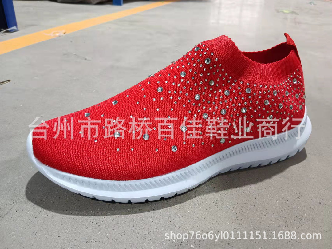 Women's sock-like knitted sneakers with crystal applications and flexible lightweight sole Mune Fashion