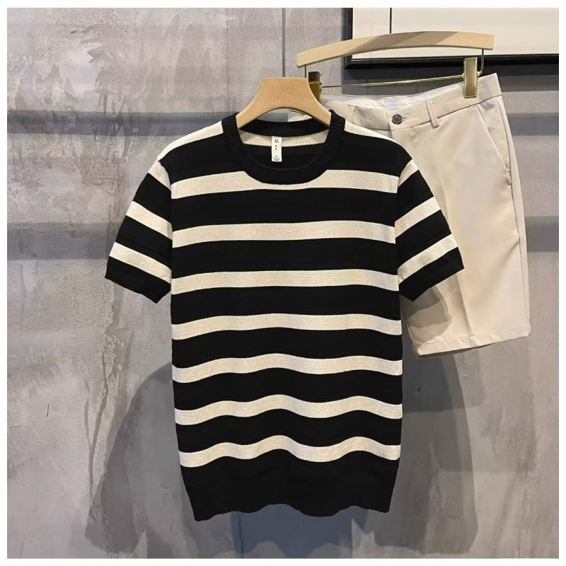 Men's Stylish Short Sleeve Striped T-Shirt Mune Fashion