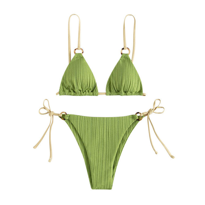 Ladies Triangle Bikini with elegant ribbed design and side ties Mune Fashion