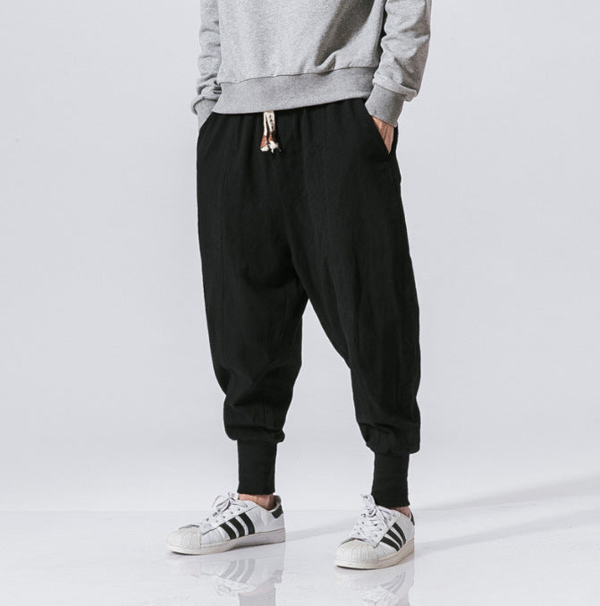 Men's casual linen jogger pants with drawstring, textured surface, and elastic cuffs Mune Fashion