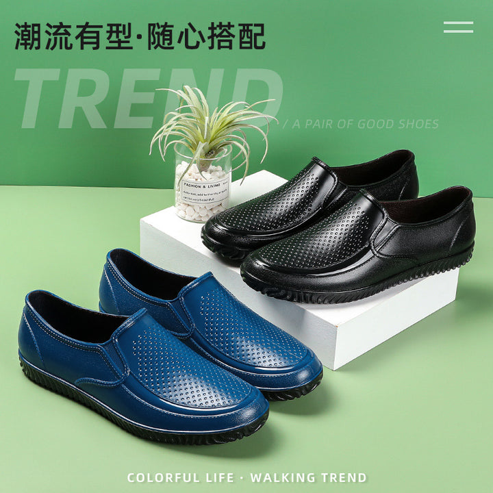 Men's Elegant Perforated Slip-On Half Shoes with Non-Slip Tread Sole Mune Fashion