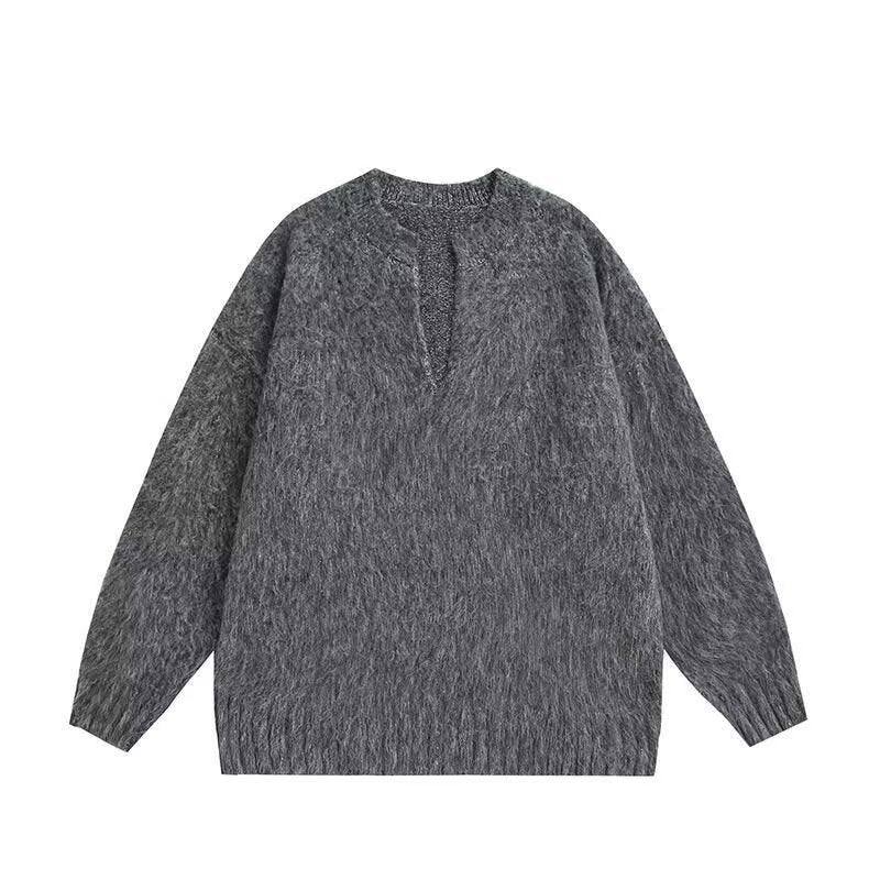 Men's Oversized Chunky Knit Sweater with V-Neck Mune Fashion