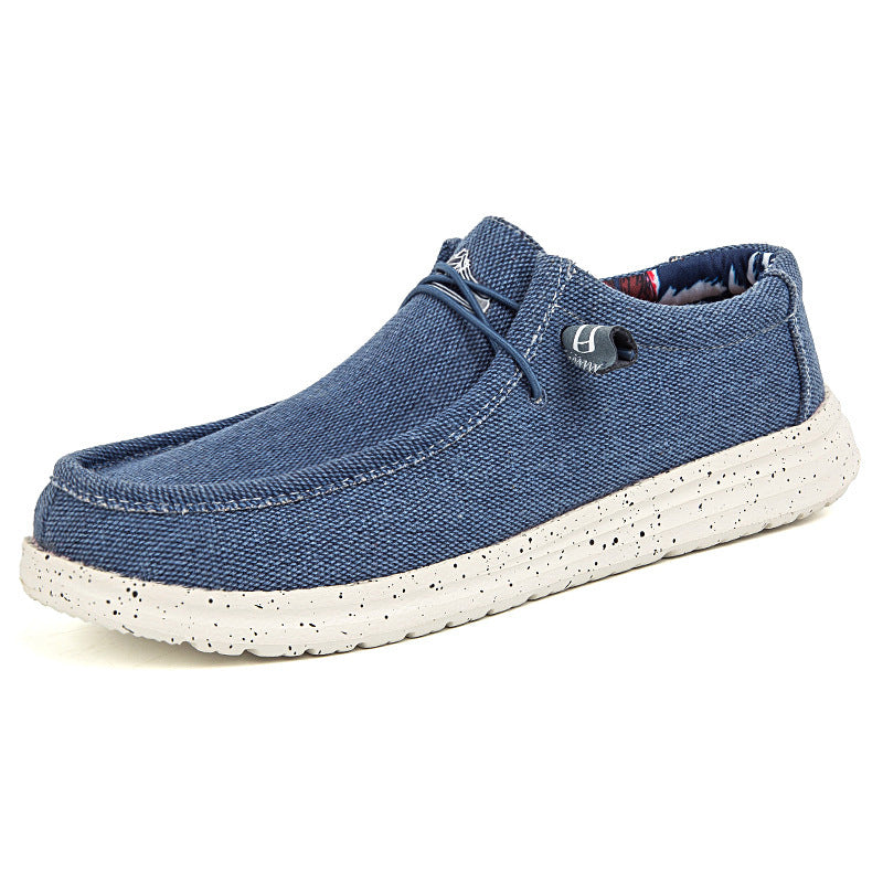 Men's Casual Canvas Moccasin Slipper with Braided Lacing and Spotted EVA Sole Mune Fashion