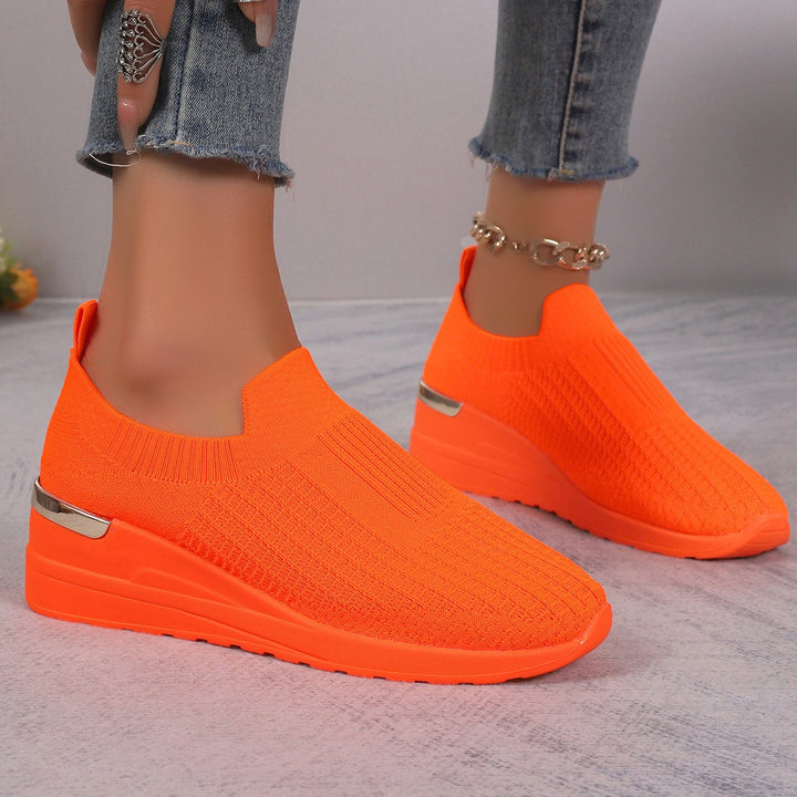 Women's  Sock Sneaker with elastic knitted upper leopard pattern and wedge profile sole Mune Fashion