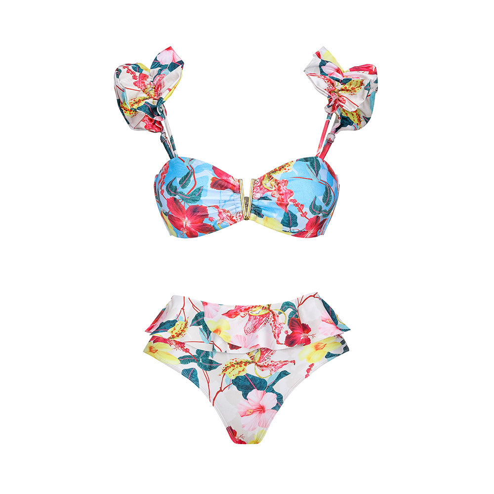 Women Bikini with Ruffles and Matching Maxi Skirt Mune Fashion
