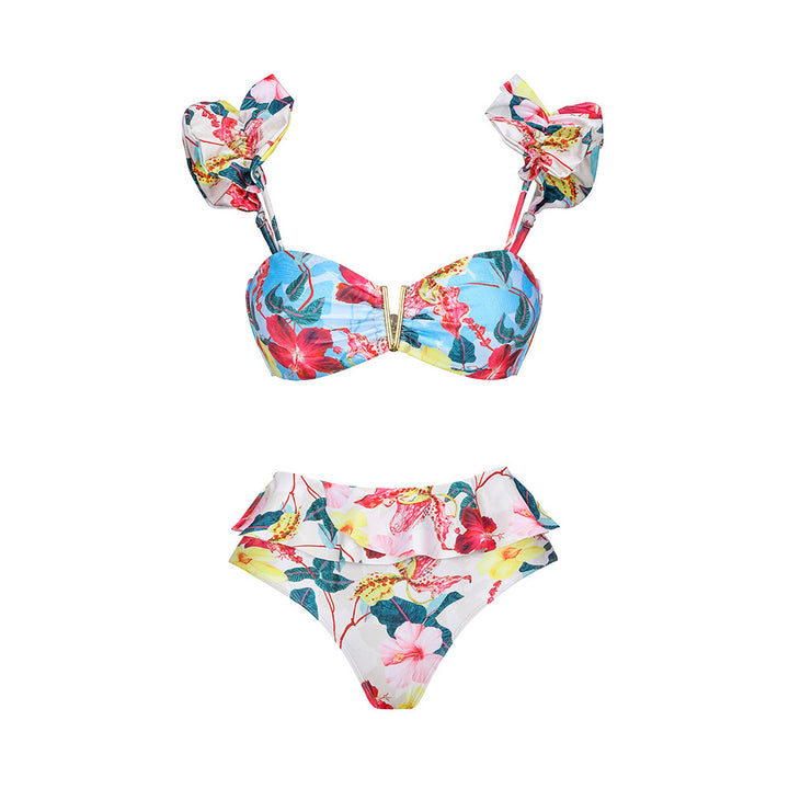 Women Bikini with Ruffles and Matching Maxi Skirt Mune Fashion