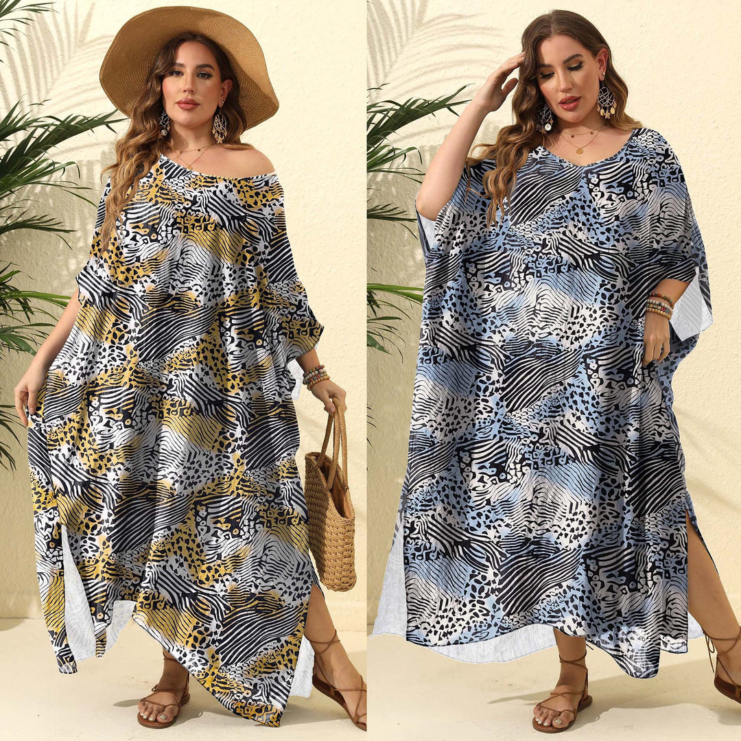 Women’s kaftan with asymmetric cut and animal print Mune Fashion