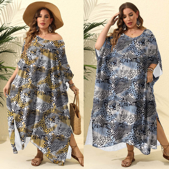 Women’s kaftan with asymmetric cut and animal print Mune Fashion
