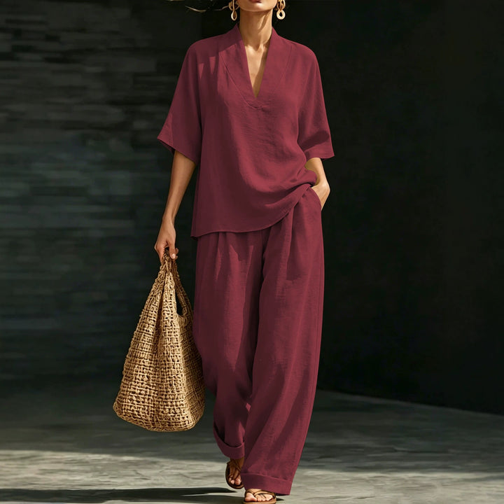 Women Lightweight Oversized V-Neck Tunic Top with Kimono Sleeves Mune Fashion