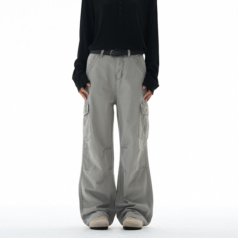Women's Wide-Cut Cargo Pants with High Waist and Patches Mune Fashion