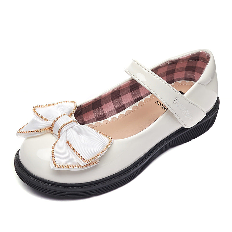 Girls' ballerina shoes with adjustable strap and decorative bow accent Mune Fashion