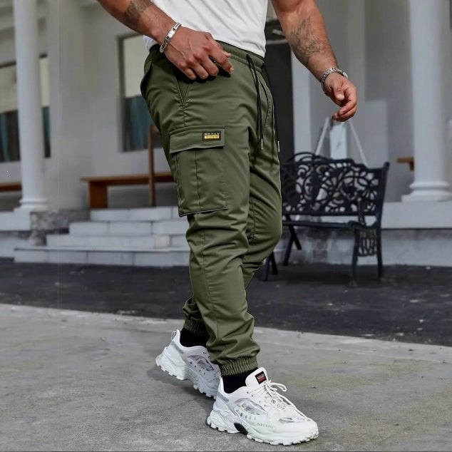 Men's Tapered Utility Cargo Pants with Drawstring Waist, Elastic Cuffs and Multiple Pockets Mune Fashion
