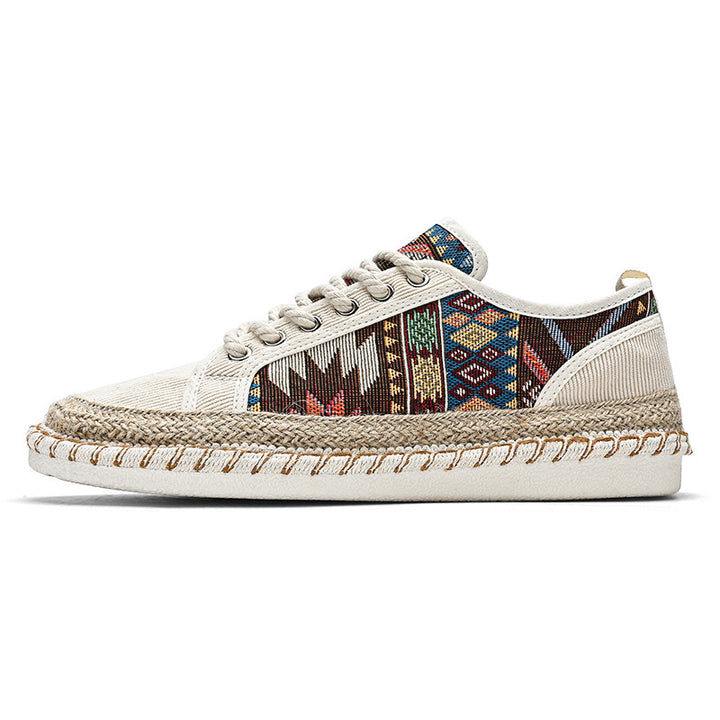 Unisex Espadrille sneaker with woven jute midsole and ethnic woven pattern Mune Fashion