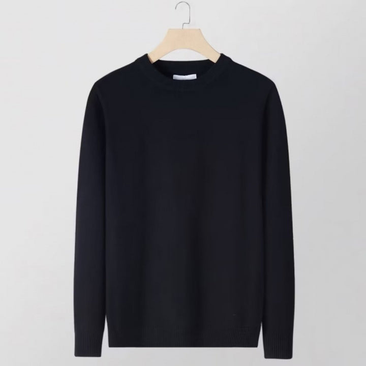 Men's fine crew neck sweater made of cotton blend with light texture and slim fit Mune Fashion