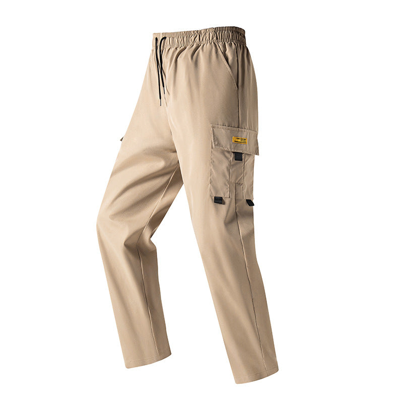 Men's Lightweight Utility Cargo Pants with Elastic Waistband, Drawstring & Side Flap Pocket Mune Fashion