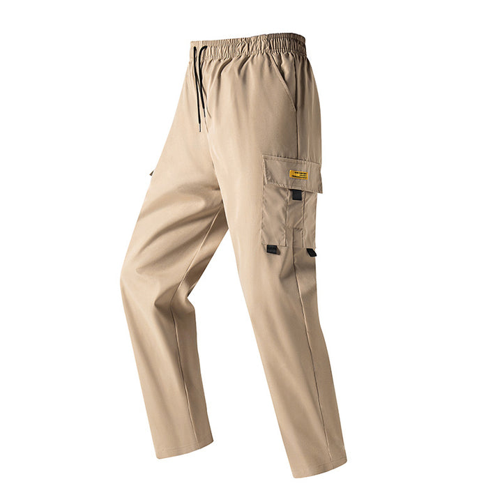 Men's Lightweight Utility Cargo Pants with Elastic Waistband, Drawstring & Side Flap Pocket Mune Fashion