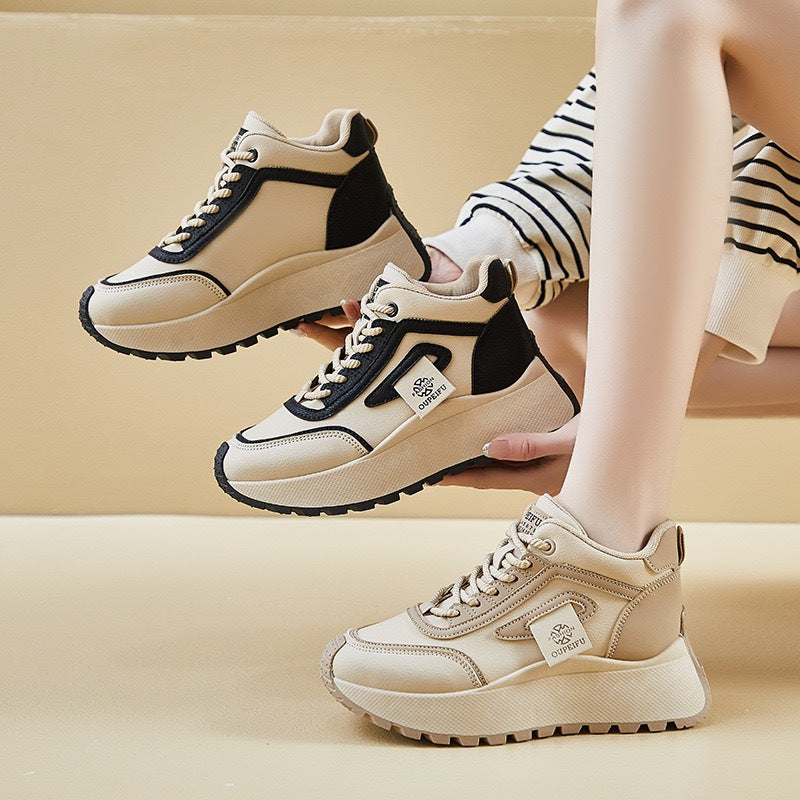 Women's Sporty High-Top Sneakers with Cozy Lining and Non-Slip Sole Mune Fashion