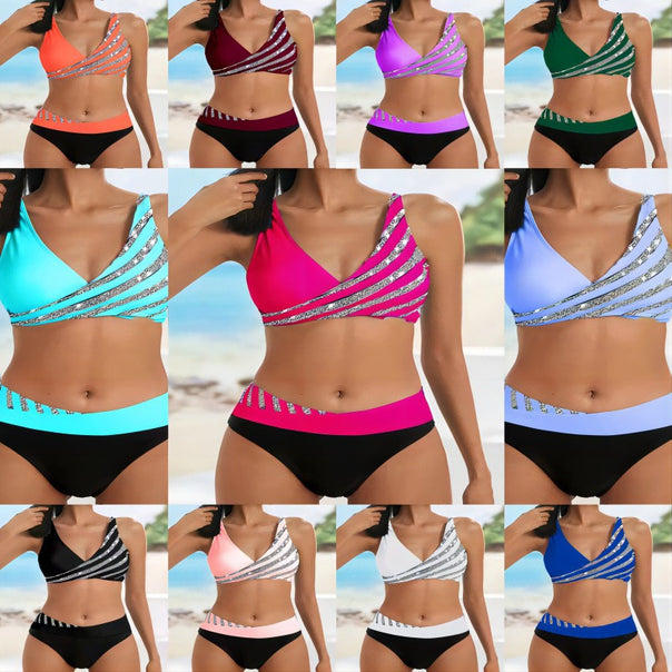 Women's Sporty Bikini Set with Trendy Wrap Top Mune Fashion