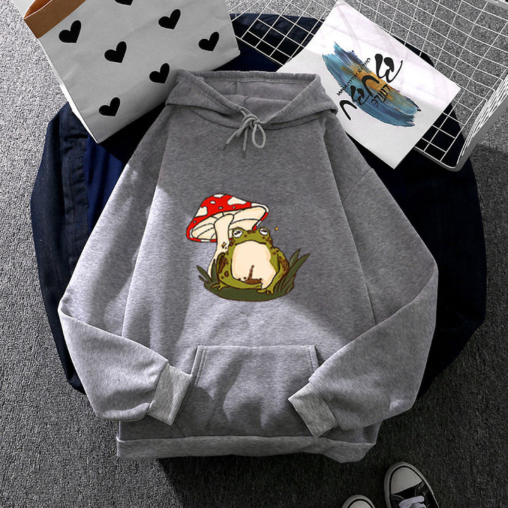 Women oversized hoodie with Gothic statement print and kangaroo pocket Mune Fashion