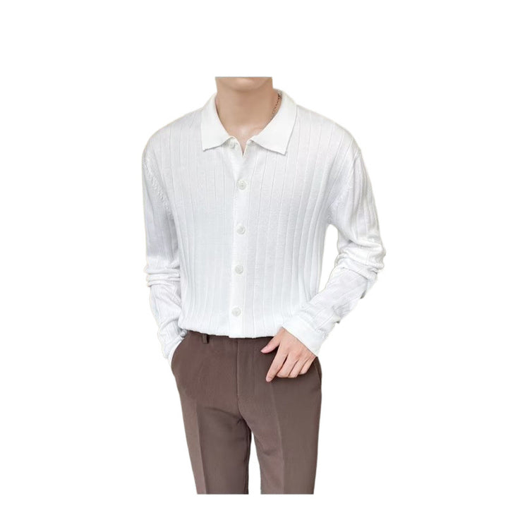 Men's Elegant Long Sleeve Polo Shirt with Structure Mune Fashion