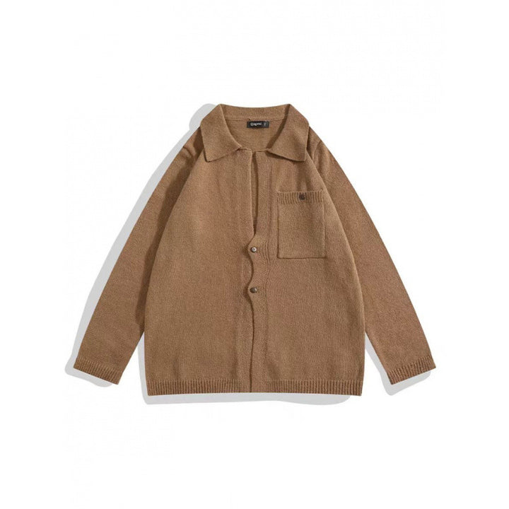 Men's Relaxed Shirt Jacket-Cardigan made of fine knit with lapel collar and patch breast pocket Mune Fashion