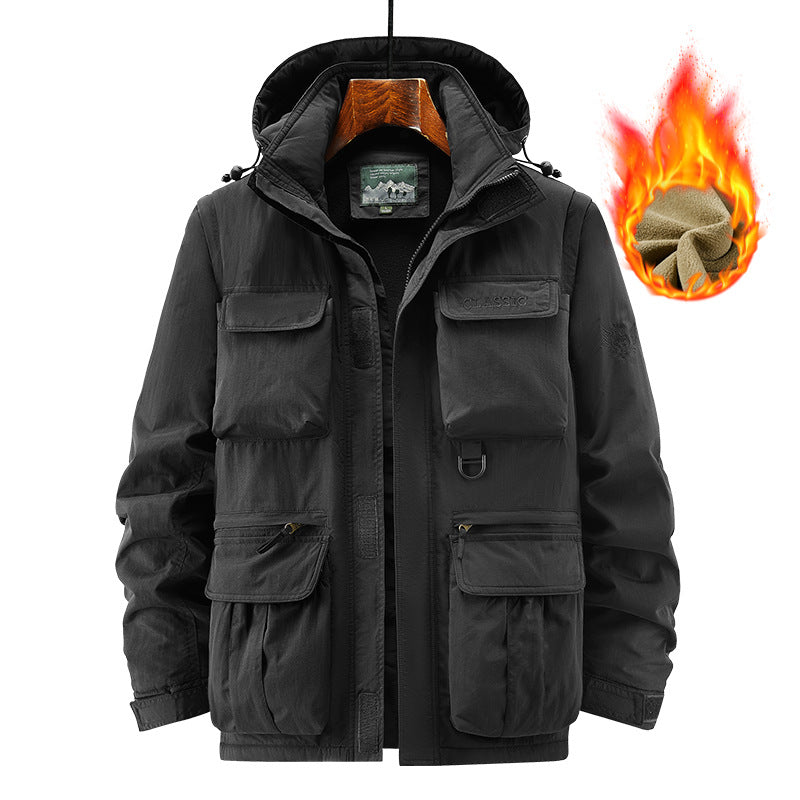 Men's Outdoor Field Jacket with fleece-lined thermal inner lining and multiple pockets Mune Fashion