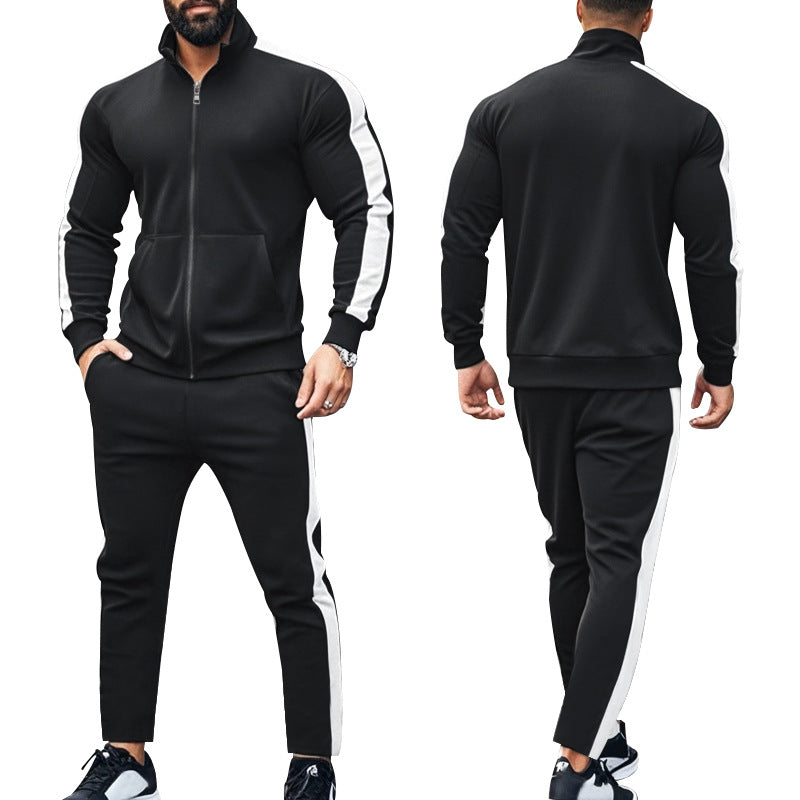 Men's two-piece tracksuit set with stand-up collar zip jacket and tapered jogging pants Mune Fashion