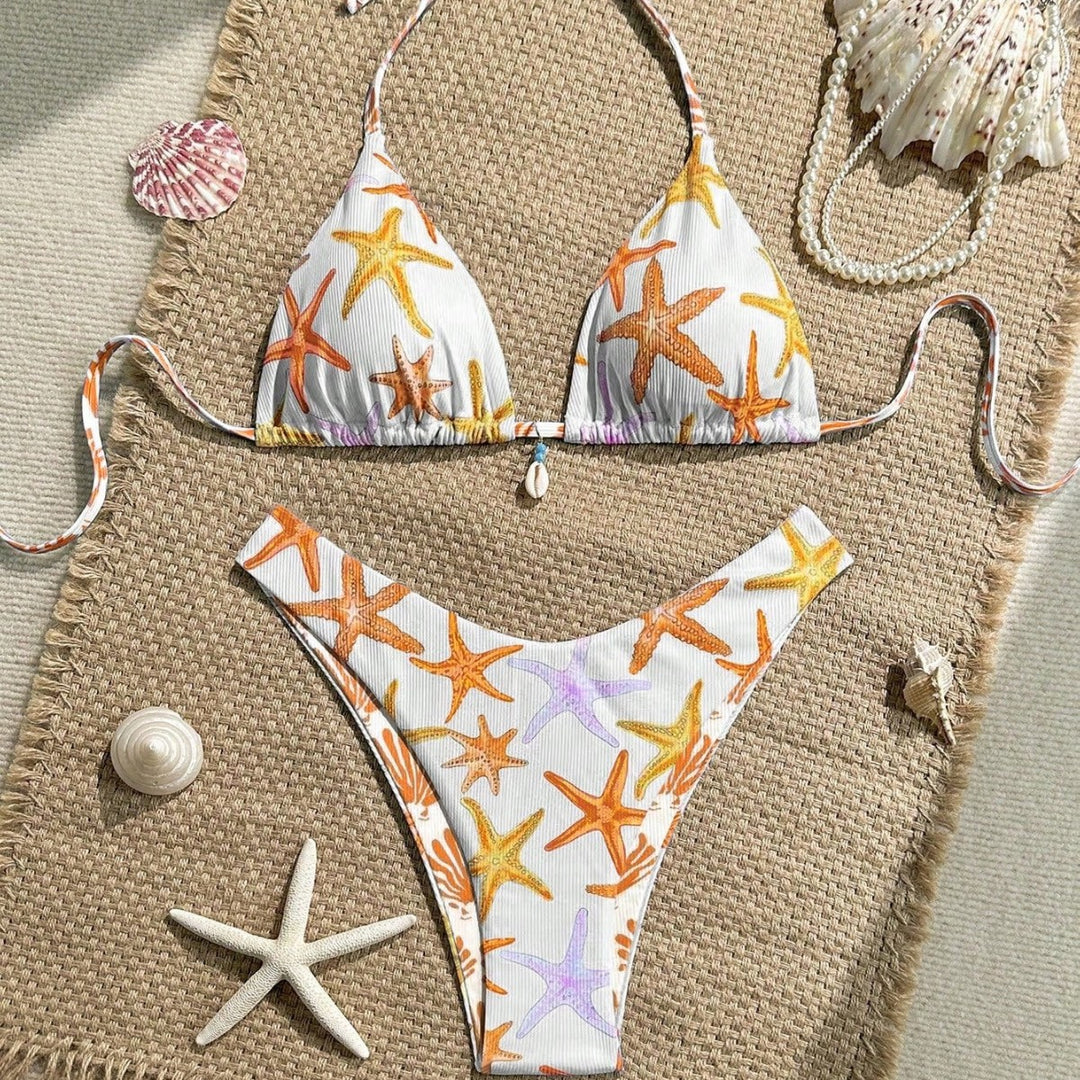 Women's triangle bikini with maritime star pattern Mune Fashion