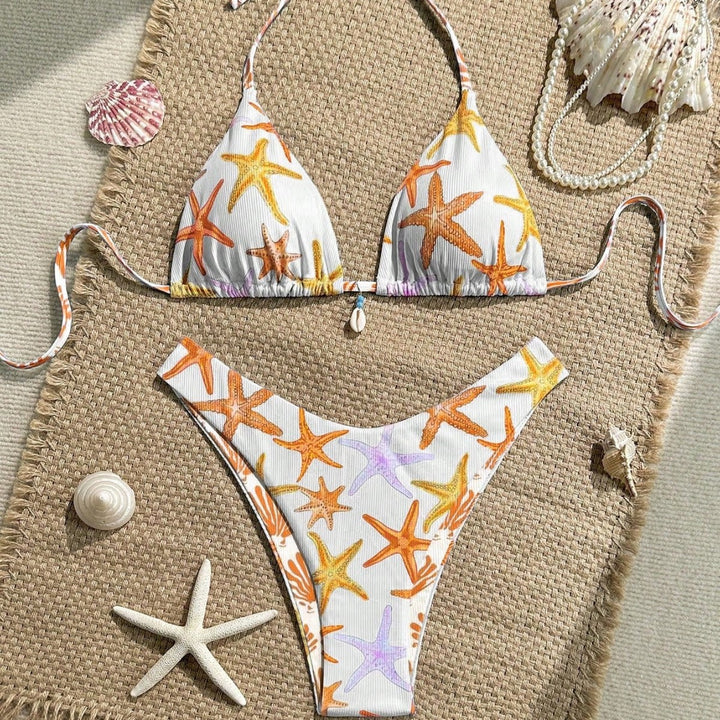 Women's triangle bikini with maritime star pattern Mune Fashion