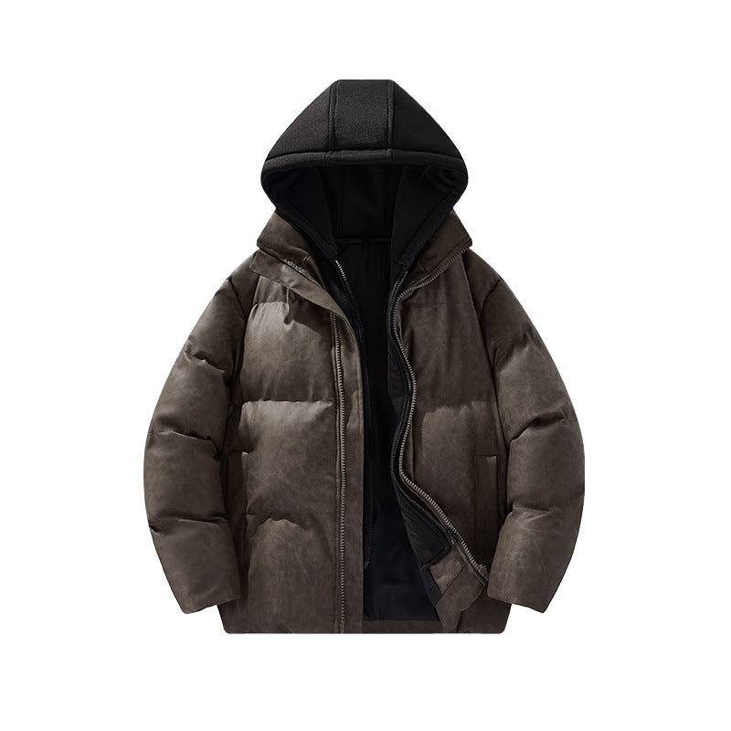 Herren Gepolsterte Kapuzenjacke mit Veloursleder‑Optik und verdecktem Zwei-Wege‑Reißverschluss Mune Fashion