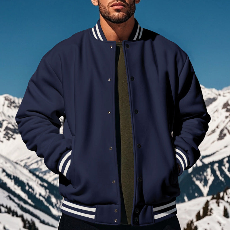 Men's stylish college varsity jacket with ribbed collar, elastic cuffs, and warming thermal padding Mune Fashion