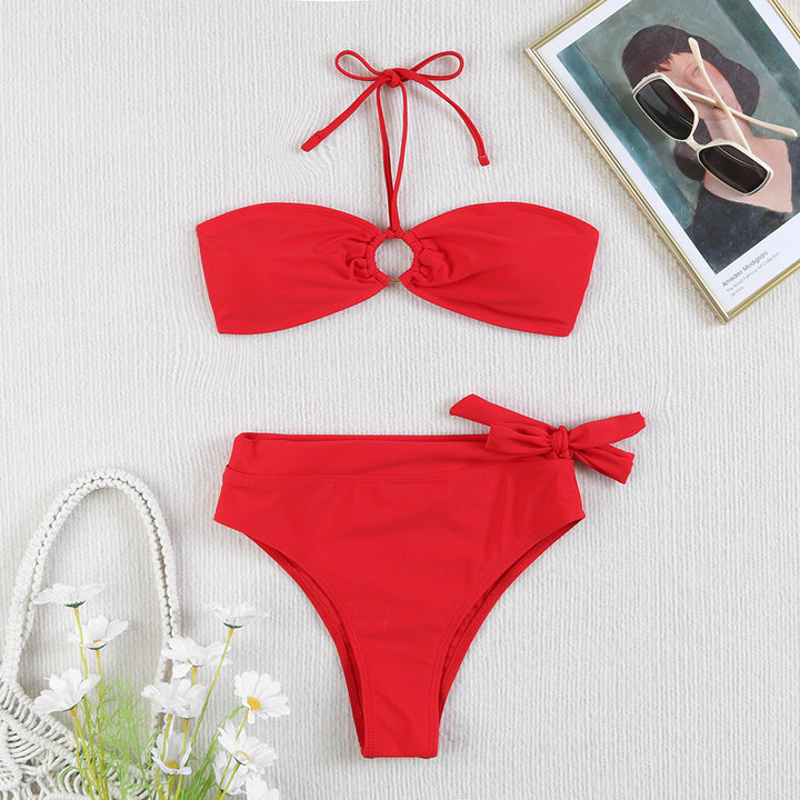 Women Bandeau Bikini with Braided Ring Detail Mune Fashion