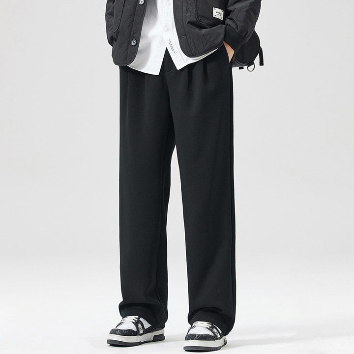 Men's Relaxed-Fit Soft-Jersey Palazzo Pants with Elastic Waistband and Crease Mune Fashion