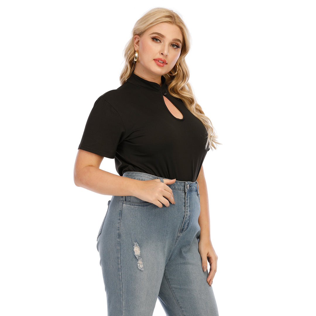 Women's stylish top with stand collar and slit Mune Fashion