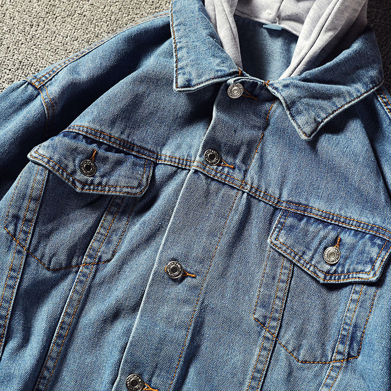 Men's Casual Denim Jacket with Integrated Hood Mune Fashion