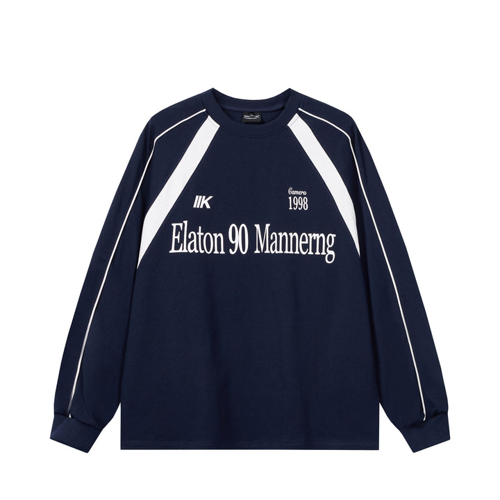 Unisex Oversize Sweatshirt in Retro Sports Style with Raglan Sleeves and Contrast Piping Mune Fashion
