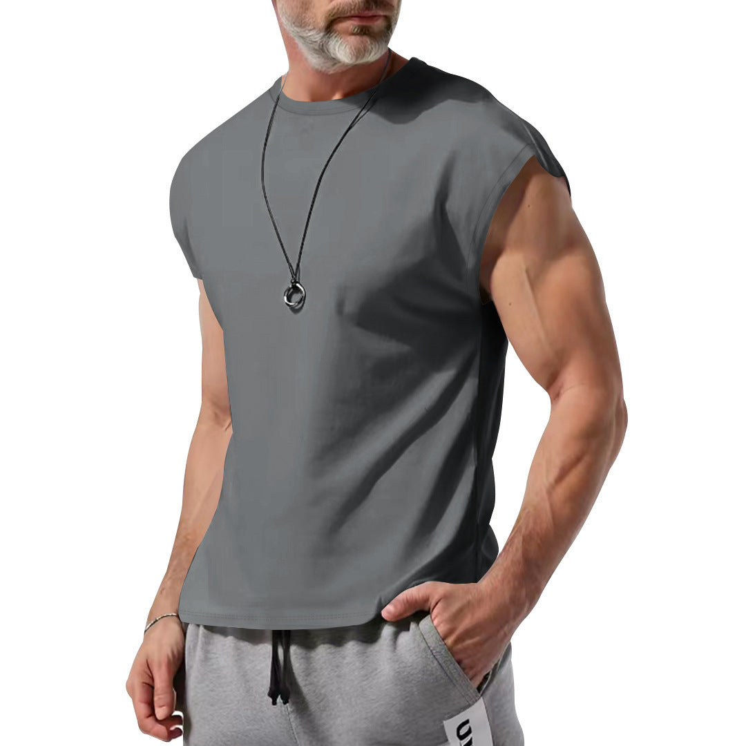 Men's lightweight athletic sleeveless muscle shirt with raw arm finish and elastic cotton blend Mune Fashion