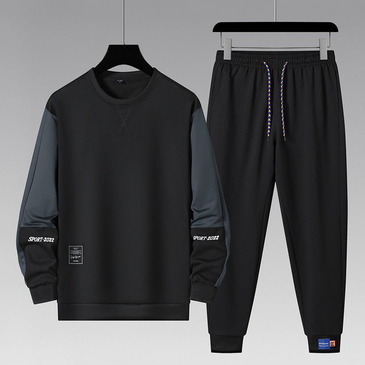 Men's sporty tracksuit set with contrast sleeves, elastic waistband, and breathable sweatshirt Mune Fashion